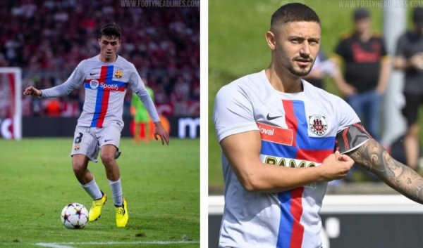 瑞士第四级别球队YF尤文图斯穿巴萨球衣比赛，只改了队徽和告白