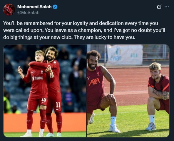 萨拉赫告别埃利奥特：领有你是维拉的运道，你细目能配置伟大干事