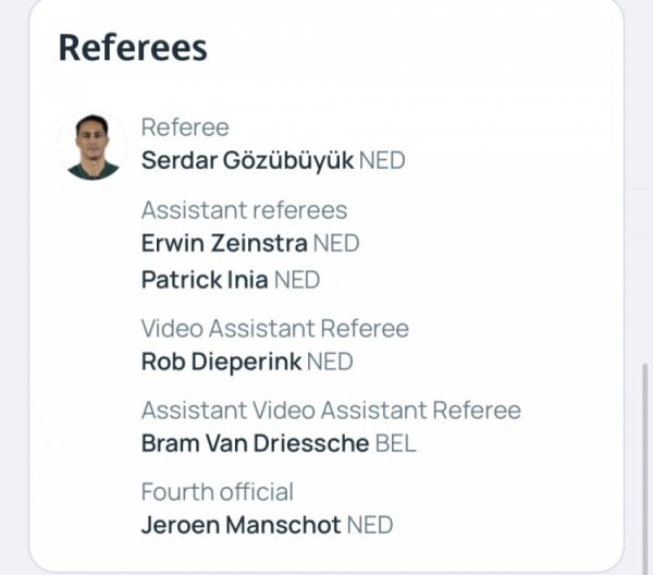 欧冠黄潜vs曼城裁判名单：荷兰裁判戈祖比尤克功令