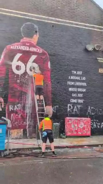 记者晒视频：使命主说念主员正计帐阿诺德遭到污损的壁画