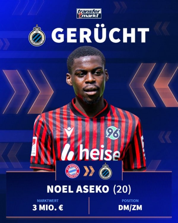 德转：汉诺威20岁后腰阿塞科劝诱多队深嗜，拜仁能以250万欧回购